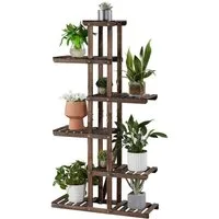 Yaheetech Blumenständer 6 Etagen Blumenregal Vertikaler Pflanzenständer Pflanzentreppe, Pflanzenregal aus Massivholz