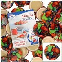 MamboCat Einmachglas 50er Set Deckel To 66 Obst Dekor passend für 125ml Gläser, Metall
