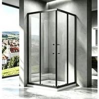 Boromal Eckdusche Duschkabine Schwarz Duschabtrennung 90x90 75x90 H:185cm Schiebetür, BxT: 80x80 cm, Sicherheitsglas, Eckeinstieg Duschwand Duschtür für Dusche, Alu-Rahmen, Schnellfreigabefunktion, Magnetische Duschdichtungen