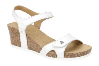 Panama Jack Damen Sandalette Julia Basics B17 Wei? Echtleder Keilabsatz 4,5cm