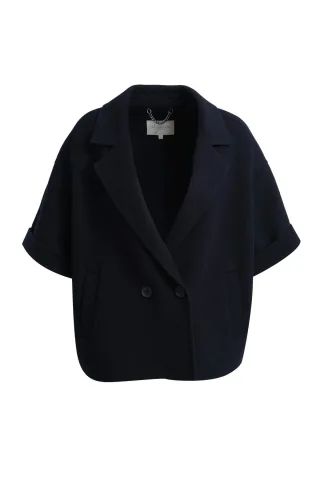 Milano Italy - jacket with collar 1/2 sleeve and pockets navy - Gr. - 40
