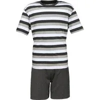 REDBEST Pyjama Herren-Shorty Single-Jersey Streifen: gestrickter Ringel, Oberteil