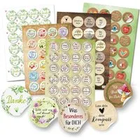 Logbuch-Verlag Aufkleber Aufkleber Set mit Sprüchen - 5 x 24 Geschenkaufkleber zum Briefe