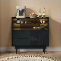 Celya Sideboard Ablageschrank, Badezimmerschrank, Sideboard mit Lichtleiste, 80 cm breit, Glastür