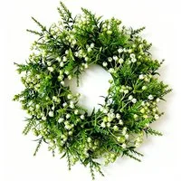 Agger Dekokranz 35 cm Frühlingskranz mit Schleierkraut, dekorativer künstlicher Blumenkranz, Frühlings-Türkranz