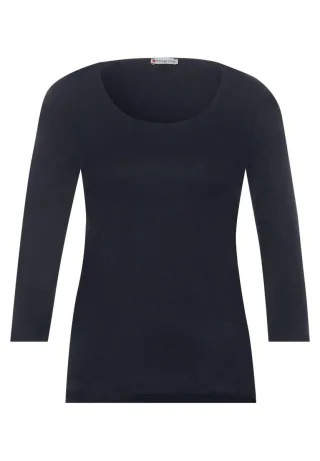 Street One - Shirt in Unifarbe blau - Gr. - 40