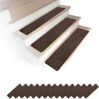 relaxdays Stufenmatte Rechteckige Stufenmatten 16er Set 75x20, Höhe: 7.5 mm, braun