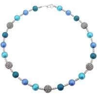 traumschmuck Perlenkette 244c Halskette Perlenkette Glasperlen blau petrol, emerald, teal (Geschenk, Muttertag, Weihnachten, Geburtstag, Valentinstag, incl. Schmuckbox), handgefertigt, Made in Germany