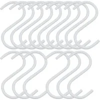 SO-TECH® S-Haken für Rundstäbe bis Ø 30 mm für Garderoben, Küchenreling uvm., (Spar-Set, 15-St), Weiß Satin pulverbeschichtet