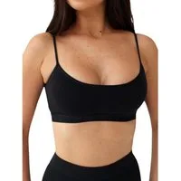 fashionshowcase Bustier Damen Sport-BH im 2er Pack abnehmbare Softpads – ohne Bügel (2er Pack) Spaghettiträger, 2er Pack, herausnehmbare Softpads