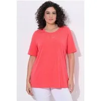 Ulla Popken T-Shirt T-Shirt Stickerei A-Linie Rundhals Halbarm