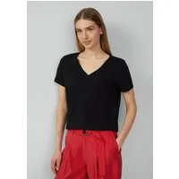 s.Oliver Kurzarmshirt T-Shirt T-Shirt aus Flammgarn mit V-Ausschnitt