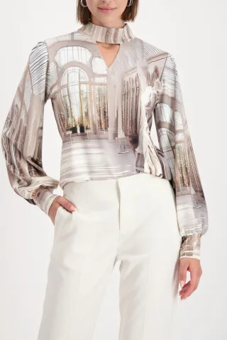 monari - Sweatshirt mit Gallery-Print almond gemustert - Gr. - 46