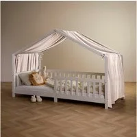 IDIMEX Betthimmel LIAN, Betthimmel Hausbett Deko Musselin Baldachin aus 100% Baumwolle beige