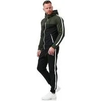 L.gonline Freizeitanzug Herren Jogginganzug Freizeitanzug Sportlich 3750 (Kapuzenjacke mit Reißverschluss, Hose, 2-tlg), mit Streifen