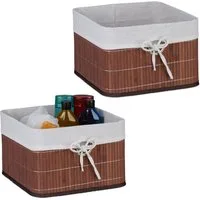 relaxdays Regalkorb Aufbewahrungskorb Set aus Bambus (2 St), braun, 2er-Pack