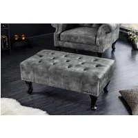 riess-ambiente Fußhocker CHESTERFIELD 80cm grau / dunkelbraun (Einzelartikel, 1 St), Wohnzimmer · Samt · Wellenunterfederung · Chesterfield Design