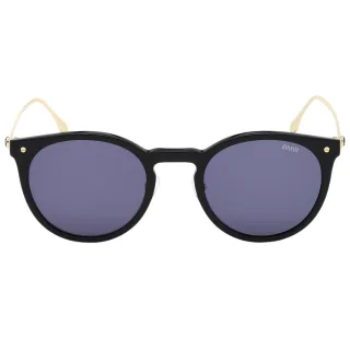 BMW Sonnenbrille mit glänzendem schwarzen Rahmen und blauen Gläsern