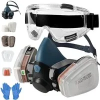 LuxusKollektion Atemschutz-Vollmaske Atemschutzmaske Set A1P2 mit Schutzbrille und Filtern wiederverwendbar