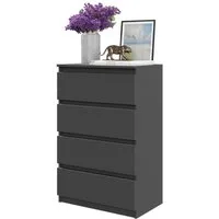 Furnica Kommode GABRIEL 4 Schubladen - Anthrazit Grau H92cm B60cm T33cm