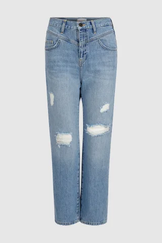 Rich & Royal - vintage straight destroyed denim GOTS denim blue - Gr. - 28/32