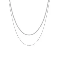 Hey Happiness Edelstahlkette Damen Layer mehrschichtig, Kordel Schlange Kette, Collier Doppelt Halskette 18K Roségold Vergoldet 2-lagig, wasserfest