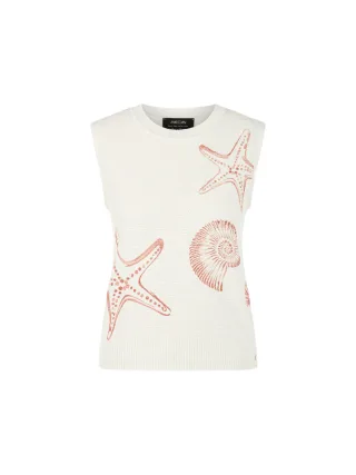 Marc Cain Collections - Top mit Muscheln Knitted in Germany off-white - Gr. - 40