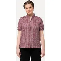 Ulla Popken Longbluse Trachtenbluse Karo Kelchkragen V-Ausschnitt