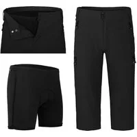 Fahrradhose PORVOO Capri (mit gepolsterter Innenhose) Herren 3/4 Radhose, robust, elastisch, Normalgrößen, schwarz