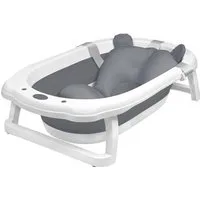 FIVMEN Babybadewanne Faltbare Babywanne mit rutschfesten Füßen für Babys und Neugeborene, inkl. Bade Sitzkissen, folding bathtub, platzsparend