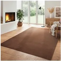 Carpettex Veloursteppich Unicolor - Einfarbig, Läufer, Höhe: 7 mm, Kurzflor Rund Teppich Anti-Rutsch Rückseite Waschbar Flauschiger
