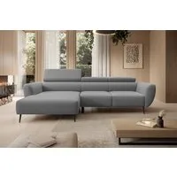 WERK2 Ecksofa Alisson 277 x 174 cm modern und bequem, Luxus-Microfaser weich, L-Form, XXL, elektrische Sitztiefenverstellung