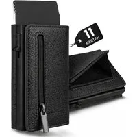 S&T Design Brieftasche S&T Design RFID Blocker Cardholder Slim Wallet Herren veganem Leder (S&T Design portemonnaie, 1-tlg., Mit Geschenk verpackung), 11 Kartenfächer Münzfach Bargeld mit Reisverschluss Magnetisch Klein