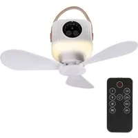 Bestlivings Deckenventilator mobil mit Licht und Fernbedienung, Timer, 4 Geschwindigkeitsstufen, bis ca. 3m Luftzirkulation