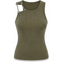 Freeman T. Porter Kurzarmshirt Dorila Rib Top Damen - Tanktop grün - ärmelloses Top Damen - Shirt