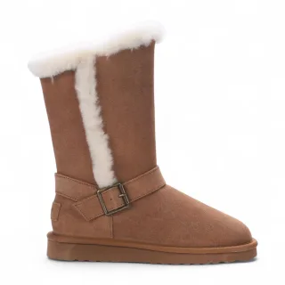 Damen Winterstiefel aus echtem Schaffell, hellbraun, Wildleder, Kalbsleder, warm – Redwood