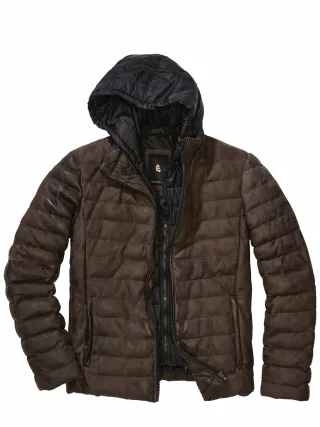 Mey & Edlich Herren Flexible Stepplederjacke Braun 100 % Lammnappa