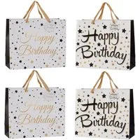 KARMA Geschenkpapier Geschenktüten 4er Set Papier Happy Birthday Geschenktaschen, 26 x 31 x 12 cm Geburtstagseschenktasche