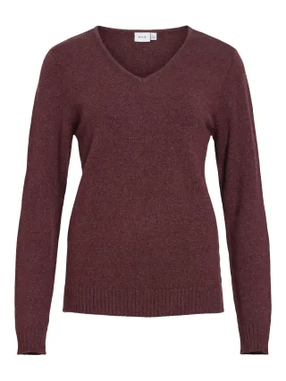 VILA - VIRIL V-NECK L/S KNIT TOP - NOOS Port Royale - Gr. - L