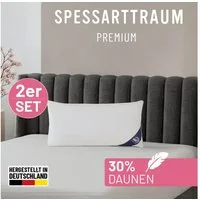 SPESSARTTRAUM Gänsefederkopfkissen Premium, Kopfkissen 1-tlg. oder 2-tlg. 40x80 oder 80x80 cm, Füllung: 70% Gänsefedern, 30% Gänsedaunen, Bezug: 100% Baumwolle, hergestellt in Deutschland, allergikerfreundlich, im Set günstiger
