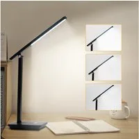 LQWELL Schreibtischlampe LED Tischlampe Abnehmbare Studienlampe, mit Touchdimmer, LED fest integriert, 3 Helligkeitsstufen, Dimmbare Tischleuchte, für Heimbüro, 0° bis 180° Drehung, 6500K