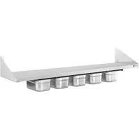 Royal Catering Hängeregal 120 cm 5 x GN 1/4 Wandbord Edelstahlregal Gewürzregal Gewürzbord