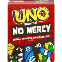 Montegoni Spielwelt UNO Spiele UNO No Mercy Karten, (UNO Kartenspiel für die Familie, Reisespiel oder Spiel für Erwachsene, Kinder und Familie Karte Brettspiel lustige Uno Geschenke), Doppelseitige Karten,für 2-10 Spieler
