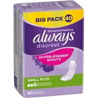 always Inkontinenz-Einlage Discreet Small Plus, 3, 40-St., Saugstärke 3 - leichte Blasenschwäche