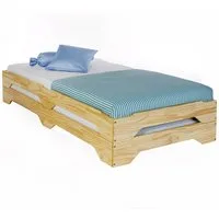 IDIMEX Funktionsbett RONNY, Strapelbett Gästebett Stapelliege Massivholzbett Set 2 Stück Kiefer ma