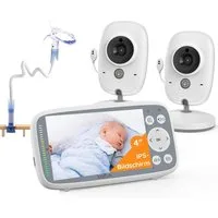 Boifun Video-Babyphone Babyphone mit 2 Kameras und Audio 30-Stunden-Akku, 4 Zoll Digital IPS Bildschirm Wireless Video-Baby-Monitor mit 2 Kameras, 1-tlg., Zwei-Wege-Gespräch Wiegenlieder VOX Nachtsicht Babyfon, 2024 Verbessert Babyphone ideal für Elt