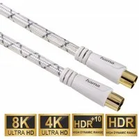 Hama HQ 5m Antennen-Kabel 120db Koaxial-Kabel Weiß LAN-Kabel, Koaxial, Koaxial (500 cm), Koax-Kabel, 120 db, 4-Fach geschirmt, vergoldet, 5m, für TV LED etc