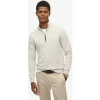Superdry Troyer ESSENTIALS COTTON HALF ZIP aus Baumwolle, Slim Fit, hochschließender Kragen mit Reißverschluss