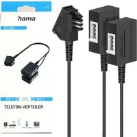 Hama TAE-Verteiler TAE-F zu 2x TAE-F Festnetztelefon (Splitter 1:2 Y-Kabel Adapter Telefon-Kabel Stecker zu Kupplung Buchse)
