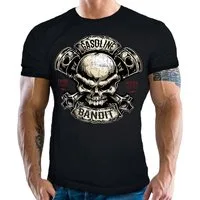 GASOLINE BANDIT® T-Shirt in schwarz für Biker Racer Fans: Piston Skull